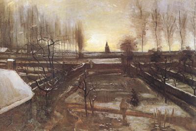 Vincent Van Gogh The Parsonage Garden at Nuenen in the Snow (nn04) Norge oil painting art